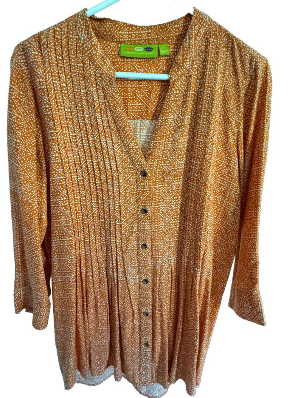 Rock Flower Paper Rust Orange Flowered Tunic Small